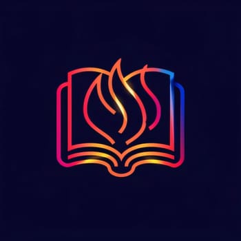 World Book Day: Open book with fire flame. Vector illustration. Colorful linear icon.