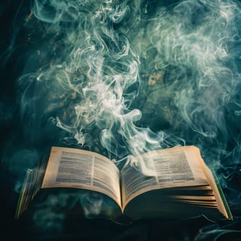 World Book Day: Smoke coming out of an open book. Shallow depth of field.