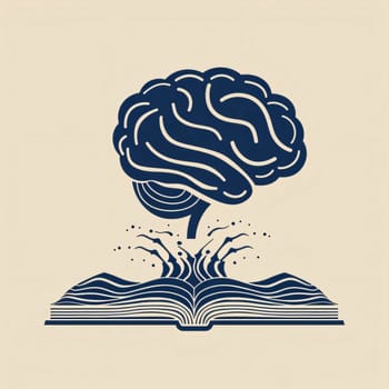 World Book Day: Book with human brain on it. Vector illustration in retro style.