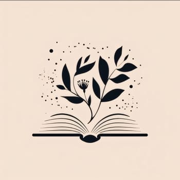 World Book Day: Open book with floral ornament. Vector illustration in black and white.