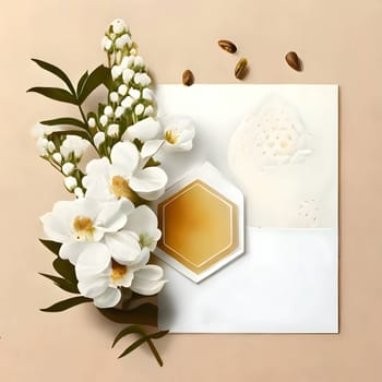 A pristine white sheet, a blank canvas, adorned with a cube, encircled by delicate white flowers.