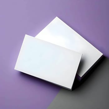 Two white blank sheets of paper on a solid background.