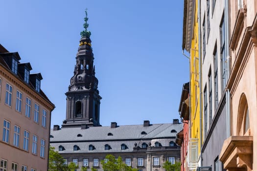 Christiansborg Palace in Copenhagen. Danish Parliament Folketinget. Copenhagen, Denmark.