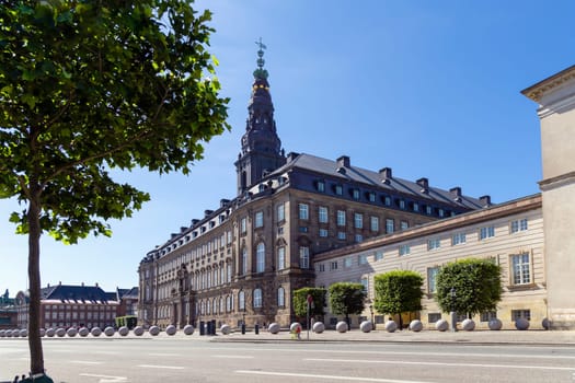 Christiansborg Palace in Copenhagen. Danish Parliament Folketinget. Copenhagen, Denmark.