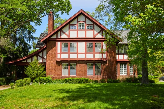 Traditional Tudor-style house in South Wayne Historic District, Fort Wayne, Indiana, radiates timeless charm.