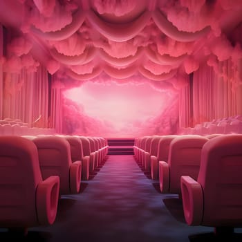 Welcome to the Barbie-style pink cinema room! This enchanting space features cozy pink seats, a large screen, and glamorous decor, perfect for enjoying movies in style.