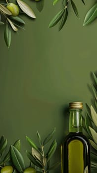 Olive oil bottle ad background with copyspace, vegetable oil commercial produce, food industry and retail concept