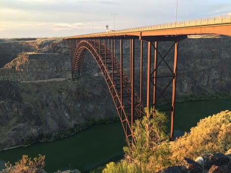 Twin Falls, Idaho, Perrine Bridge at Sunset, Crossing the Snake River. High quality photo