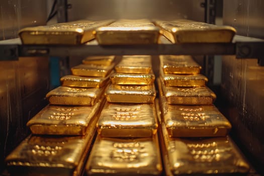 A stack of gold bars rests in the security room