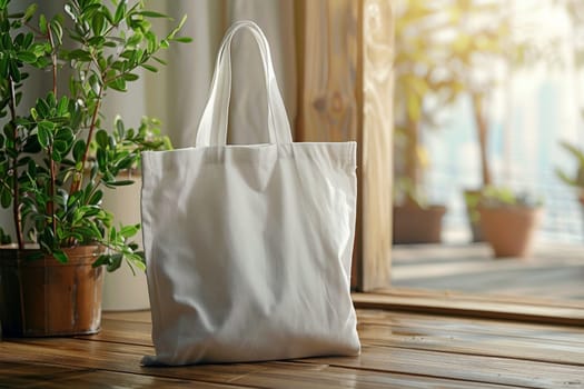 Mockup white Tote bag with copy space for advertising.