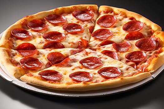 Pepperoni pizza hot and fresh, online delivery from pizzeria, take away and italian fast food, post-processed, generative ai