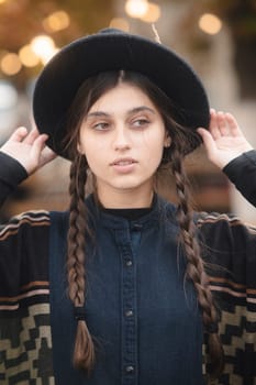 A captivating image of a chic girl embracing the retro hippie look. High quality photo