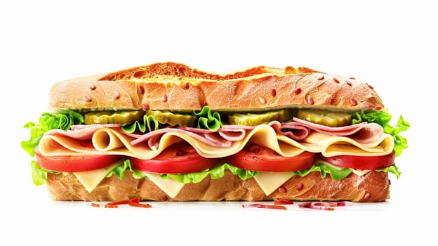 Perfect baguette sandwich, fast food chain menu commercial design