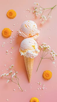 Ice cream colourful summer treat, sweet dessert in summertime, holiday food idea