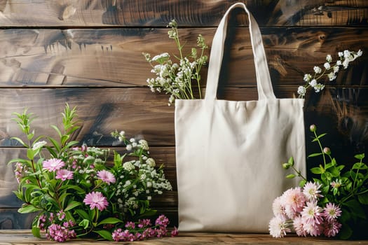 Mockup white Tote bag with copy space for advertising.