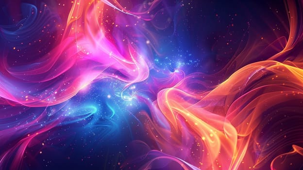 Beautiful 3d background with colorful waves and particles. High quality illustration