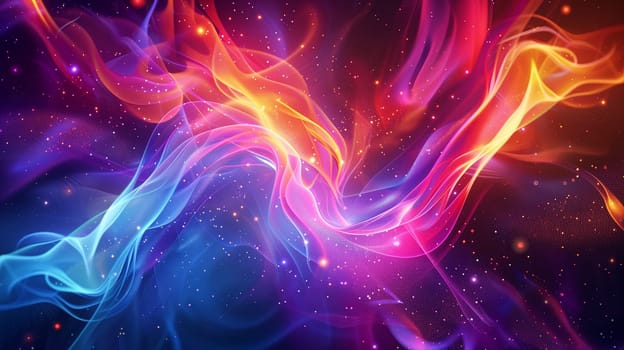 Beautiful 3d background with colorful waves and particles. High quality illustration