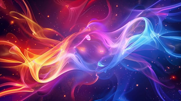 Beautiful 3d background with colorful waves and particles. High quality illustration