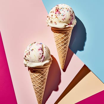 Ice cream colourful summer treat, sweet dessert in summertime, holiday food idea