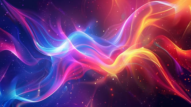 Beautiful 3d background with colorful waves and particles. High quality illustration