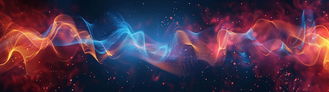 Beautiful 3d background with colorful waves and particles. High quality illustration