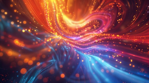 Beautiful 3d background with colorful waves and particles. High quality illustration