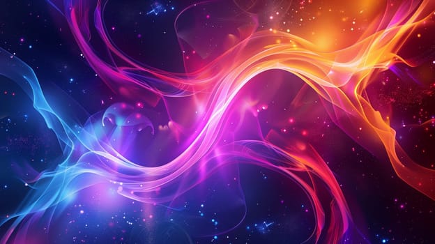 Beautiful 3d background with colorful waves and particles. High quality illustration