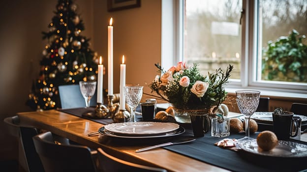 Holiday dinner at home, table decoration