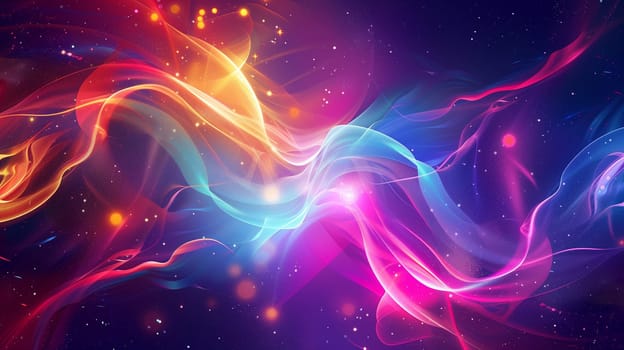 Beautiful 3d background with colorful waves and particles. High quality illustration