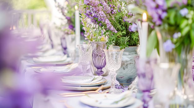 Wedding decor with lavender theme, floral decoration design and beautiful decor setting arrangement idea