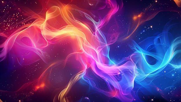 Beautiful 3d background with colorful waves and particles. High quality illustration