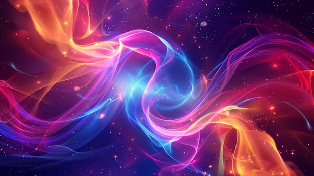 Beautiful 3d background with colorful waves and particles. High quality illustration