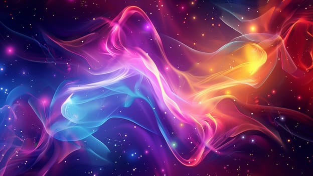 Beautiful 3d background with colorful waves and particles. High quality illustration