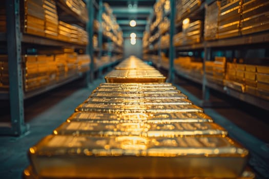 A stack of gold bars rests in the security room