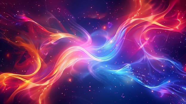 Beautiful 3d background with colorful waves and particles. High quality illustration