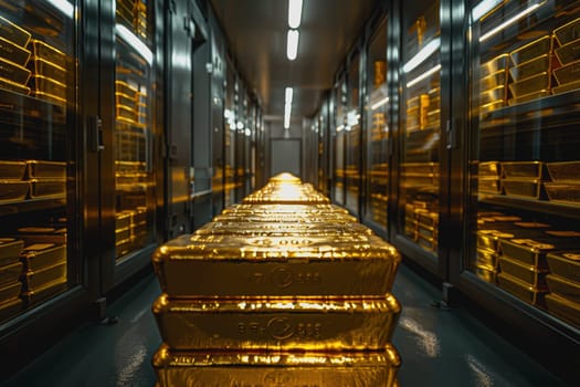 A stack of gold bars rests in the security room