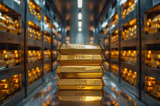 A stack of gold bars rests in the security room