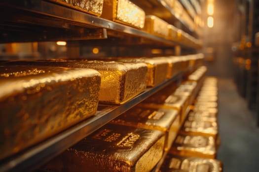 A stack of gold bars rests in the security room