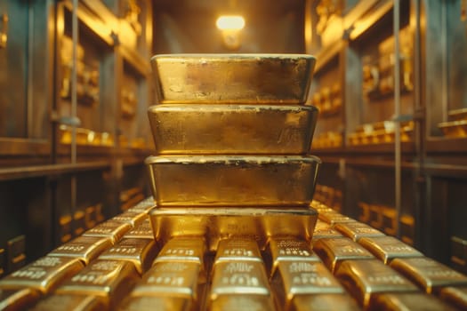 A stack of gold bars rests in the security room