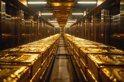 A stack of gold bars rests in the security room