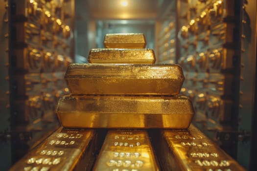 A stack of gold bars rests in the security room