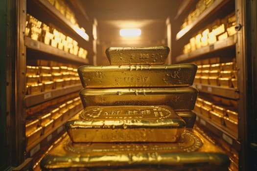 A stack of gold bars rests in the security room