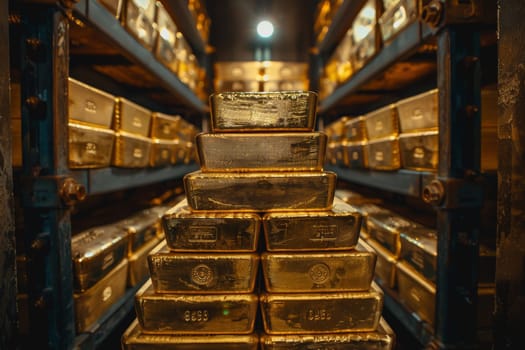 A stack of gold bars rests in the security room