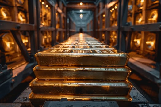 A stack of gold bars rests in the security room