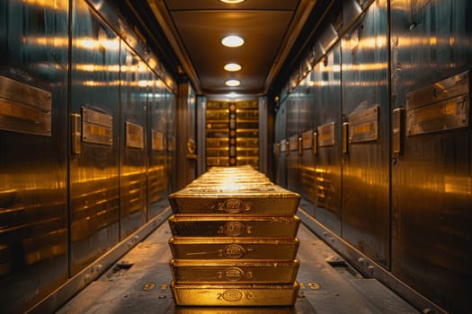 A stack of gold bars rests in the security room