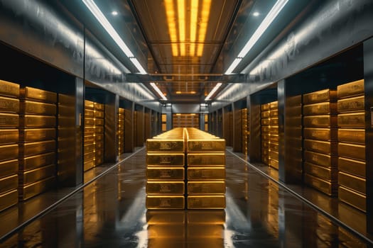 A stack of gold bars rests in the security room