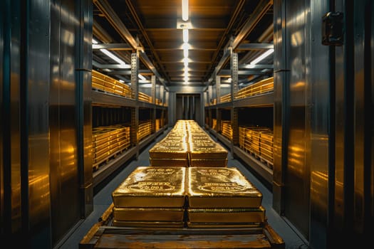 A stack of gold bars rests in the security room