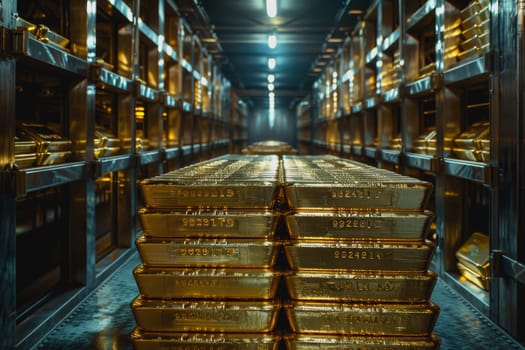 A stack of gold bars rests in the security room