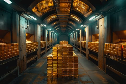 A stack of gold bars rests in the security room