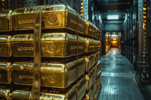 A stack of gold bars rests in the security room